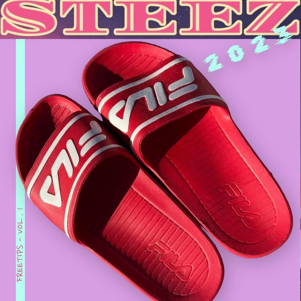 FILA Red and White Pool Slides